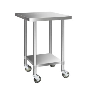 Cefito 760x760mm Stainless Steel Kitchen Bench with Wheels - Heavy Duty, Adjustable Shelves, Corrosion Resistant