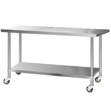Cefito 1829x760mm Stainless Steel Kitchen Bench with Wheels - Heavy Duty, Adjustable Shelves, Easy Assembly, 430 Grade
