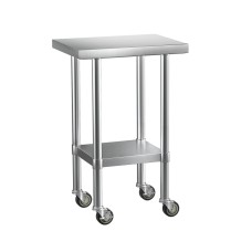 Cefito 61x46cm Stainless Steel Kitchen Work Bench with Wheels, Adjustable Shelf, 430 Graded Steel, Lockable Castors