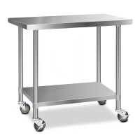 Cefito 1219x610mm Stainless Steel Kitchen Bench with Wheels – Durable, Adjustable, Portable, and Easy to Assemble