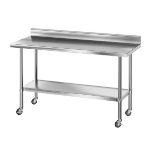 Cefito Stainless Steel Kitchen Bench with Integrated Splashback 1500x600x900mm 430 Food Grade Heavy Duty Commercial