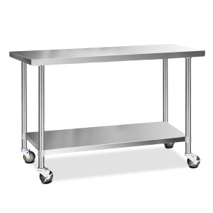 Cefito 1524x610mm Stainless Steel Kitchen Bench with Wheels | Adjustable Shelf & Feet | Durable 430 Grade Steel