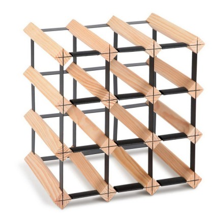 Artiss Wine Rack, Solid Pine Wood & Steel, Holds 12 Bottles, Natural Finish, 32x32x23.5cm, Durable & Elegant Design