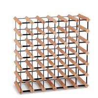 Artiss Wine Rack, Solid Pine Wood & Steel, Natural, 61x61x23.5cm, 42-Bottle Capacity, Durable & Elegant Storage