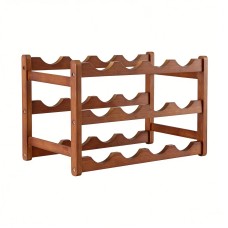Artiss 3-Tier Bamboo Wine Rack 12 Bottle Walnut Vertical Countertop Organiser for Kitchen Bar Storage