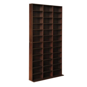 Artiss BERT Brown Bookshelf CD/DVD Storage Rack - Adjustable Particle Board, Holds 1116 CDs/528 DVDs, 102x23.5x194.5cm
