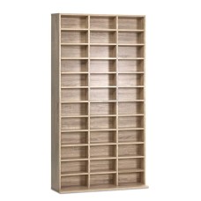 Artiss Bookshelf CD/DVD Storage Rack, Oak - Adjustable Shelves, Holds 1116 CDs/528 DVDs, Eco-Friendly Particle Board