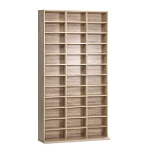 Artiss Bookshelf CD/DVD Storage Rack, Oak - Adjustable Shelves, Holds 1116 CDs/528 DVDs, Eco-Friendly Particle Board