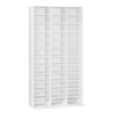 Artiss Bookshelf CD/DVD Storage Rack - White, Adjustable Particle Board, Holds 1116 CDs/528 DVDs, 102x23.5x194.5cm