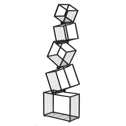 Artiss 5‑Tier Metal Bookshelf Black Geometric Display Shelf Slim Vertical Storage 181cm Height 23kg Capacity