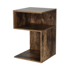 Artiss UMENI Bedside Table - Rustic Oak S-Shaped Design, 2 Shelves, Durable Particle Board, Easy Assembly, 33x33x50cm