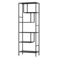 Artiss Bookshelf 5-Tier Display Shelf, Metal & Particle Board, Black, 60x33x171 cm, Industrial Design, Easy Assembly