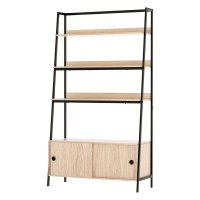 Artiss Bookshelf 5 Tier Cube Cabinet, MDF & Metal, Oak & Black, 100x40x180cm, Stylish Display, Easy Assembly