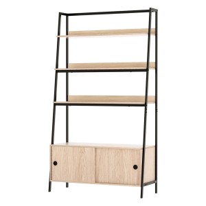 Artiss Bookshelf 5 Tier Cube Cabinet, MDF & Metal, Oak & Black, 100x40x180cm, Stylish Display, Easy Assembly