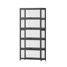 Artiss 5-Tier Black Display Cabinet Bookshelf with Bamboo Frame, Clear Acrylic Panels, and Magnetic Door Closure Artiss 5-Tier Black Display Cabinet Bookshelf with Bamboo Frame, Clear Acrylic Panels, and Magnetic Door Closure