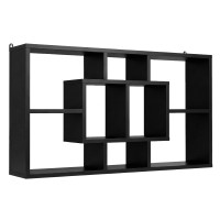 Artiss Floating Wall Shelves Bookshelf Black, 85cm x 16cm x 48cm, 8 Compartments, Melamine Finish, Versatile Display