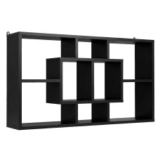 Artiss Floating Wall Shelves Bookshelf Black, 85cm x 16cm x 48cm, 8 Compartments, Melamine Finish, Versatile Display