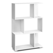 Artiss Bookshelf, 3-Tier Zig Zag Design, 12mm Particle Board, 60x23.5x98cm, White, Modern Display Shelf