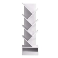 Artiss Tree Bookshelf, 7-Tier, Particle Board, 40x19.5x124cm, White - Stylish, Functional Display Unit
