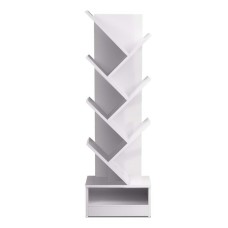 Artiss Tree Bookshelf, 7-Tier, Particle Board, 40x19.5x124cm, White - Stylish, Functional Display Unit