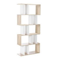 Artiss 5-Tier Bookshelf RITA - White & Oak Display Shelf, Sturdy Particle Board, 80x30x180cm, Home/Office Storage