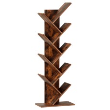 Artiss Tree Bookshelf 9 Tiers, Walnut, 15mm Particle Board, 50x25x141cm, Stylish Tree Design, Durable, Easy Assembly