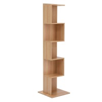 Artiss 5-Tier S-Shaped Bookshelf Oak 40x40x154cm Particle Board Melamine 30kg Per Shelf Anti-Tip Kit
