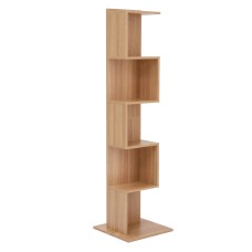 Artiss 5-Tier S-Shaped Bookshelf Oak 40x40x154cm Particle Board Melamine 30kg Per Shelf Anti-Tip Kit