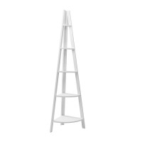 Artiss 5-Tier Corner Ladder Bookshelf - White MDF, 180cm, Non-Toxic Paint, Space-Saving Design, Easy Assembly