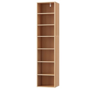 Artiss Bookshelf, 7-Tier, Pine Finish, 33x30x150cm, Adjustable Shelves, Anti-Tip Kit, Easy Assembly, Stylish Storage
