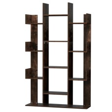 Artiss Tree-Shaped Bookshelf, 12mm Particle Board, Walnut, 86x25x140cm, Industrial Style, Easy Assembly, 1-Year Warranty