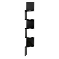 Artiss 5-Tier Black Wall Shelf Bookshelf - Floating Corner Design, Space-Saving, 19x19x123cm, Easy DIY Assembly