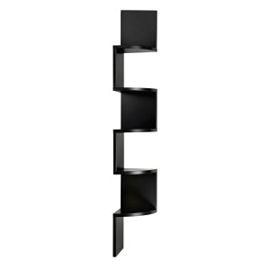 Artiss 5-Tier Black Wall Shelf Bookshelf - Floating Corner Design, Space-Saving, 19x19x123cm, Easy DIY Assembly