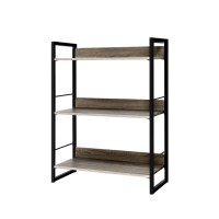 Artiss Bookshelf 3 Tiers, Engineered Wood & Metal, 70.5x30x90cm, Black & Oak, Modern Display Shelf, Easy Assembly