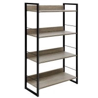 Artiss Bookshelf 4 Tiers, Engineered Wood & Metal, 70.5x30x125cm, Black & Oak, Modern Display Shelf, Durable & Stylish
