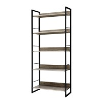 Artiss Bookshelf 5-Tier, Engineered Wood & Metal, Black & Oak, 70.5x30x159cm, Modern Display Shelf, Durable & Stylish