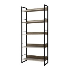 Artiss Bookshelf 5-Tier, Engineered Wood & Metal, Black & Oak, 70.5x30x159cm, Modern Display Shelf, Durable & Stylish