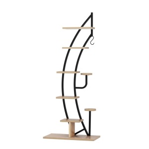 Artiss Plant Stand 6-Tier Ladder Shelf, E2 Particle Board, Black, 60x30x155cm, Indoor Outdoor Space-Saving Design