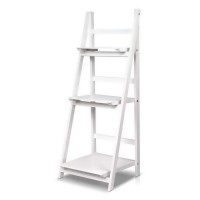 Artiss ZANE White 3-Tier Ladder Bookshelf: Freestanding or Wall-Mounted, Sleek Design, Eco-Friendly Finish
