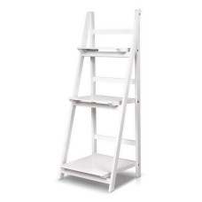 Artiss ZANE White 3-Tier Ladder Bookshelf: Freestanding or Wall-Mounted, Sleek Design, Eco-Friendly Finish