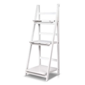 Artiss ZANE White 3-Tier Ladder Bookshelf: Freestanding or Wall-Mounted, Sleek Design, Eco-Friendly Finish