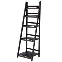 Artiss ZANE 5-Tier Ladder Bookshelf, Foldable & Stable, Coffee Finish - Perfect for Home Storage & Display