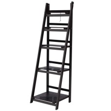 Artiss ZANE 5-Tier Ladder Bookshelf, Foldable & Stable, Coffee Finish - Perfect for Home Storage & Display