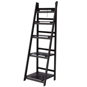 Artiss ZANE 5-Tier Ladder Bookshelf, Foldable & Stable, Coffee Finish - Perfect for Home Storage & Display