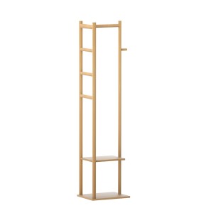 Artiss Bamboo Clothes Rack Airer Coat Stand, 3-in-1, 38x30x155cm, Sturdy Bamboo with Hanging Rail & Storage Shelf