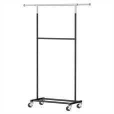 Artiss Double Rod Clothes Rack Adjustable Coat Stand with Wheels, Heavy Duty Metal, Extendable, Foldable, 165cm Artiss Double Rod Clothes Rack Adjustable Coat Stand with Wheels, Heavy Duty Metal, Extendable, Foldable, 165cm