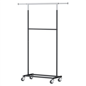 Artiss Double Rod Clothes Rack Adjustable Coat Stand with Wheels, Heavy Duty Metal, Extendable, Foldable, 165cm