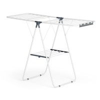 Artiss 2 Tier Foldable Clothes Rack Airer, 139CM, White - Metal, 18 Rods, 27 Clips, Indoor/Outdoor, Space-Saving Design