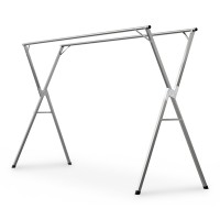 Artiss Adjustable Foldable Clothes Rack, Double Rail, Stainless Steel, 21 Hooks, Indoor/Outdoor, 143-239cm, Silver