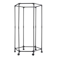 Artiss Clothes Rack Airer Rail Coat Stand 6 Rod Hexagonal Metal Frame Lockable Wheels Black 50kg Capacity